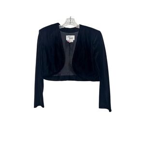 Vintage Tadashi Black Velvet Cropped Bolero Jacket Made in USA Size M Formal